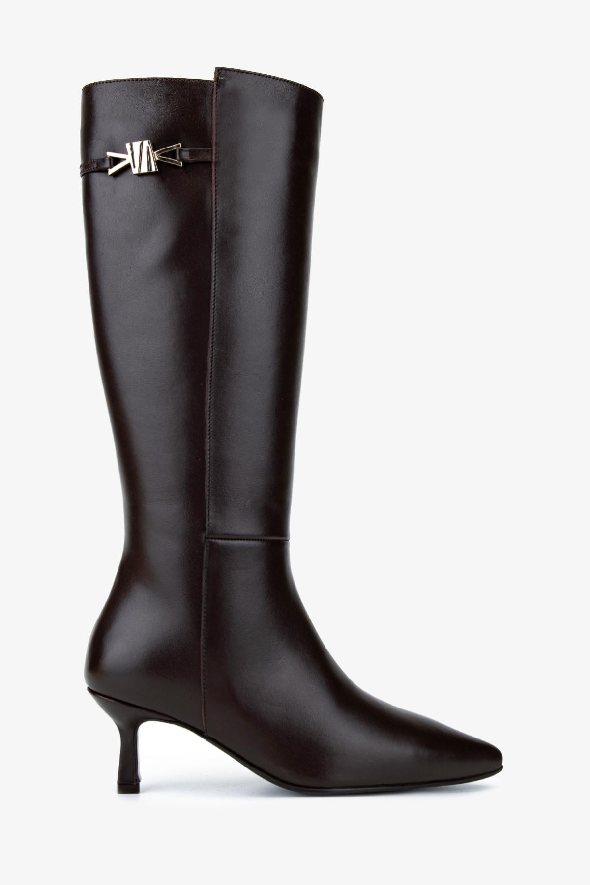  Valmenti Kadın Hakiki Deri Kahverengi Klasik Çizme