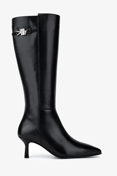  Valmenti Kadın Hakiki Deri Siyah Deri Klasik Çizme