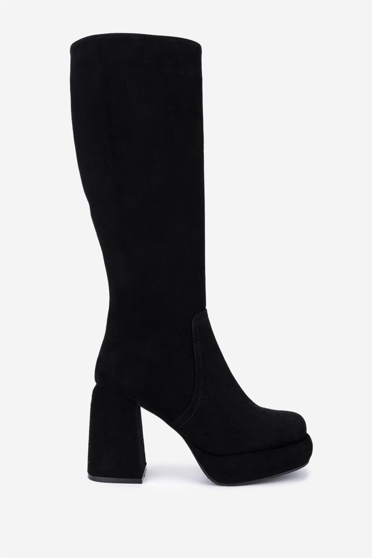  Valmenti Kadın Hakiki Deri Siyah Topuklu Çizme