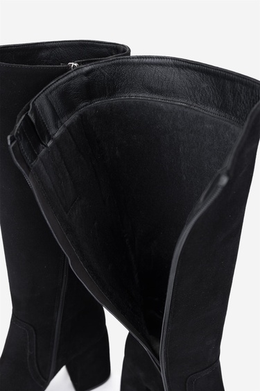  Valmenti Kadın Hakiki Deri Siyah Topuklu Çizme