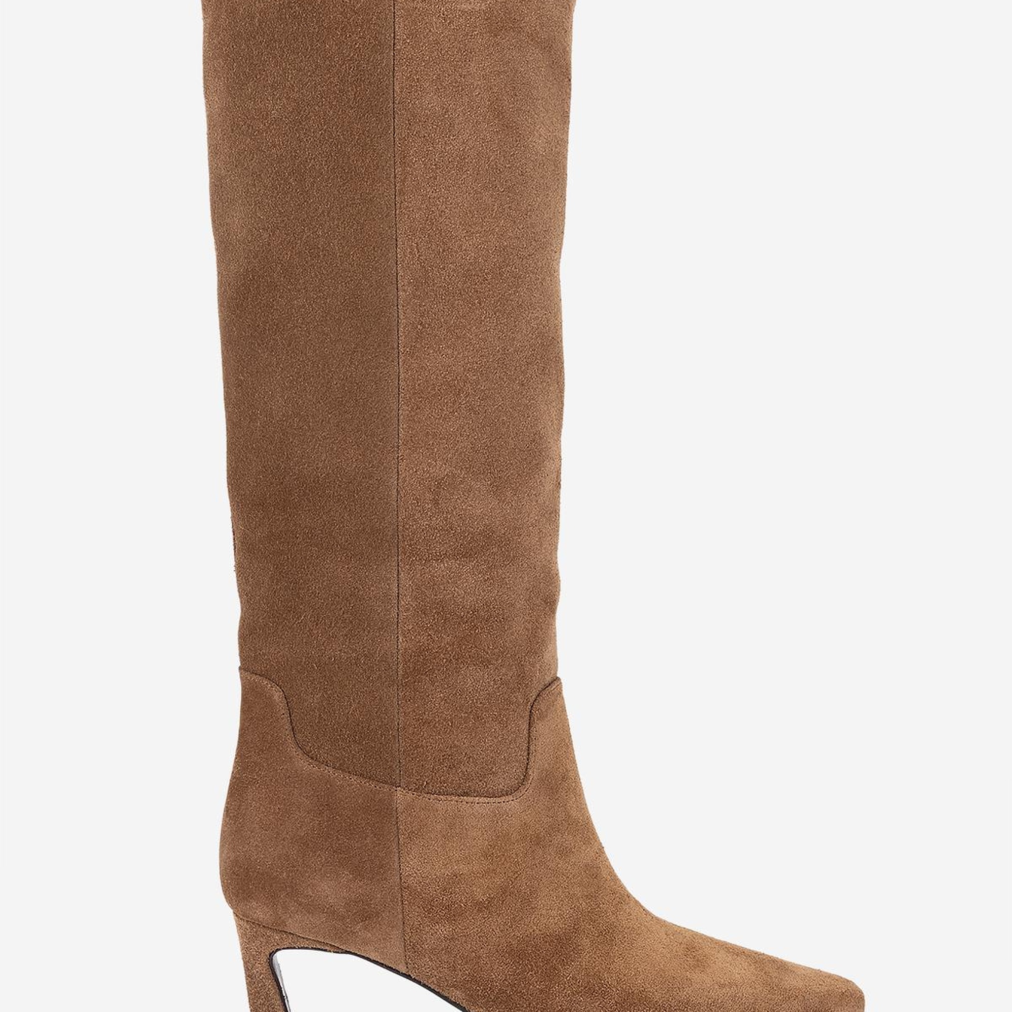 Valmenti Kadın Hakiki Deri Taba Süet Topuklu Çizme