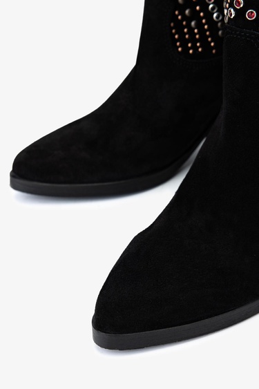  Valmenti Kadın Hakiki Deri Siyah Süet Western Bot