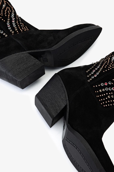  Valmenti Kadın Hakiki Deri Siyah Süet Western Bot