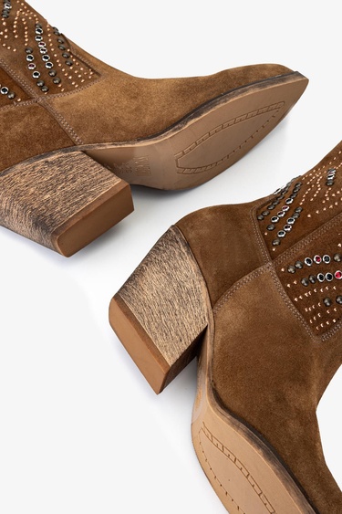  Valmenti Kadın Hakiki Deri Taba Süet Western Bot