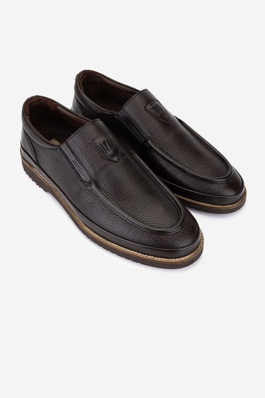  Valmenti Erkek Hakiki Deri Kahverengi Loafer Ayakkabı