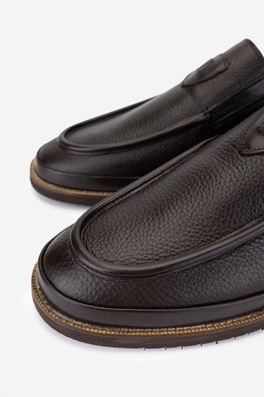  Valmenti Erkek Hakiki Deri Kahverengi Loafer Ayakkabı