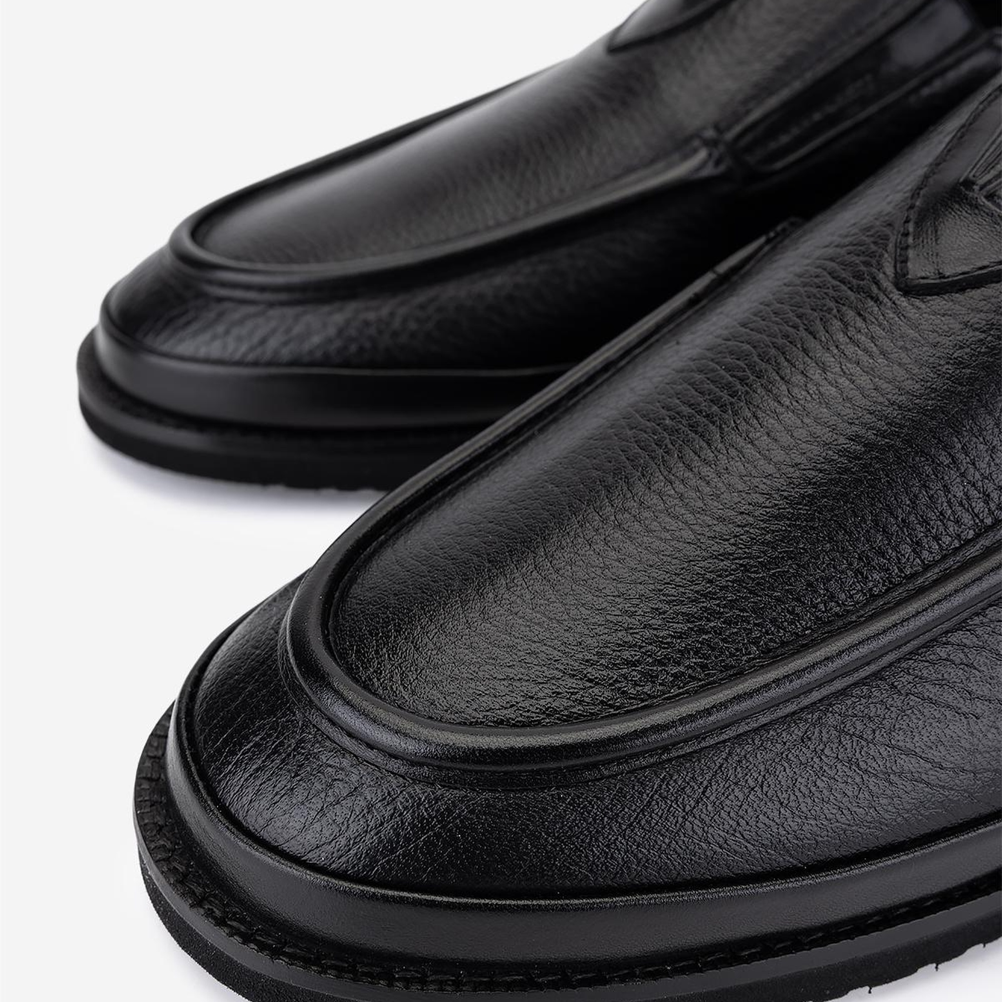 Valmenti Erkek Hakiki Deri Siyah Floter Loafer Ayakkabı