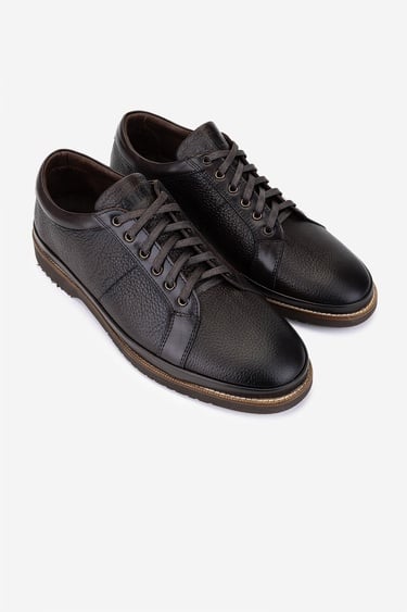  Valmenti Erkek Hakiki Deri Kahverengi Casual Ayakkabı