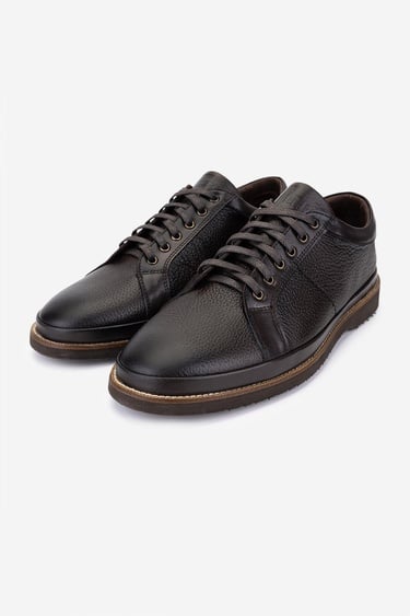  Valmenti Erkek Hakiki Deri Kahverengi Casual Ayakkabı