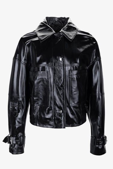  Valmenti Kadın Siyah Deri Mont