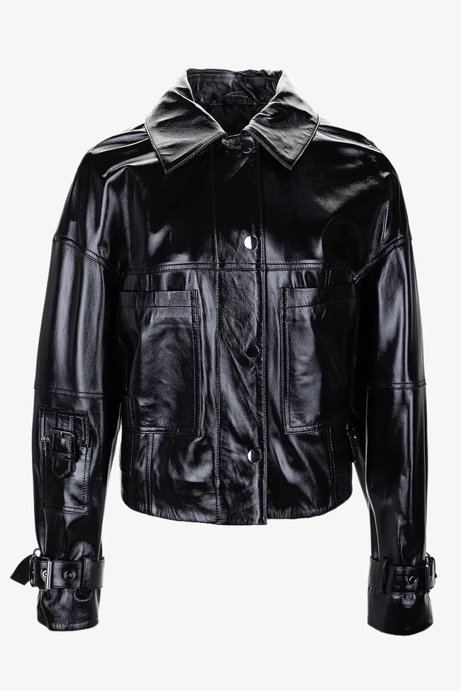  Valmenti Kadın Siyah Deri Mont