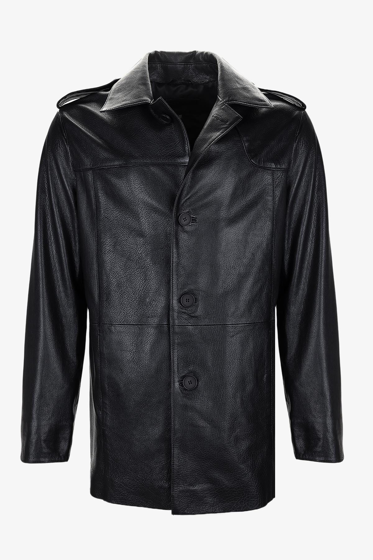  Valmenti Erkek Hakiki Deri Siyah Jumbo Mont