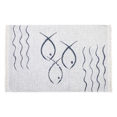  LARISSA FISH ÇİFT TARAFLI HALI LACİVERT BEYAZ 120X180