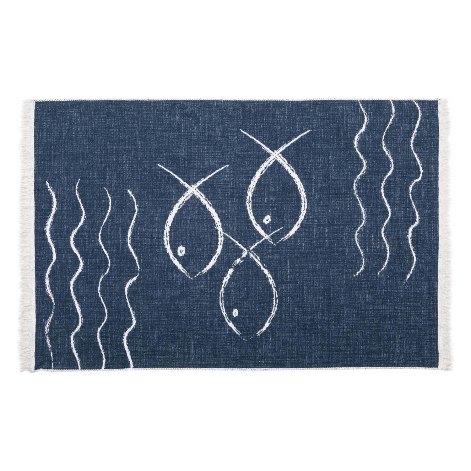  LARISSA FISH ÇİFT TARAFLI HALI LACİVERT BEYAZ 120X180