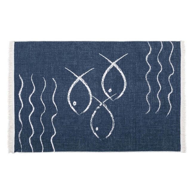  LARISSA FISH ÇİFT TARAFLI HALI LACİVERT BEYAZ 120X180