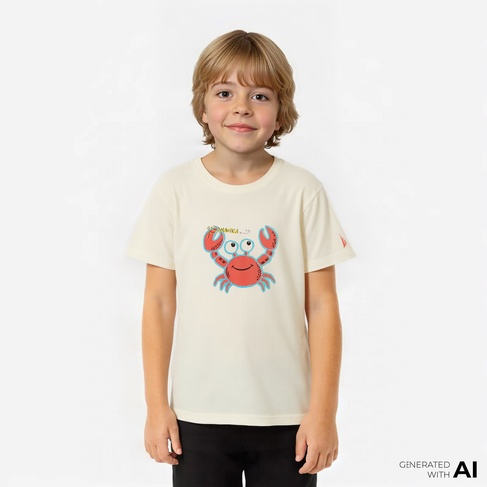  Nautica Erkek Çocuk Krem Regular Fit Baskılı T-Shirt