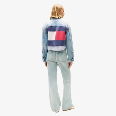  Tommy Hilfiger Cropped Kadın Mavi Denim Ceket