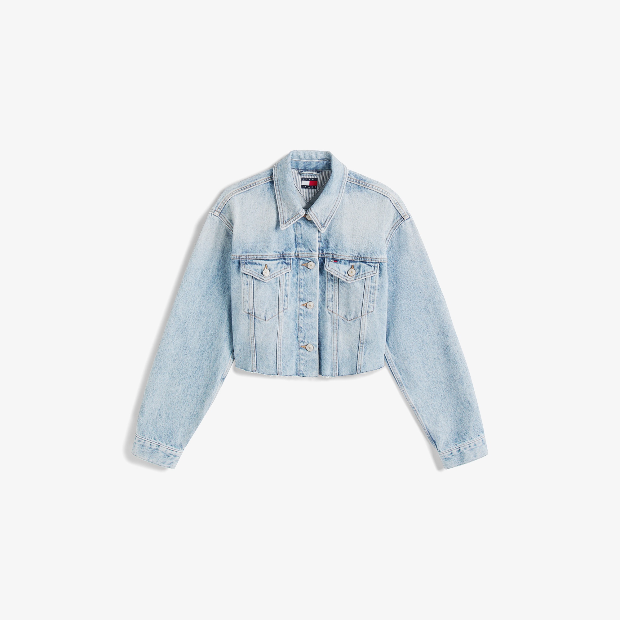 Tommy Hilfiger Cropped Kadın Mavi Denim Ceket