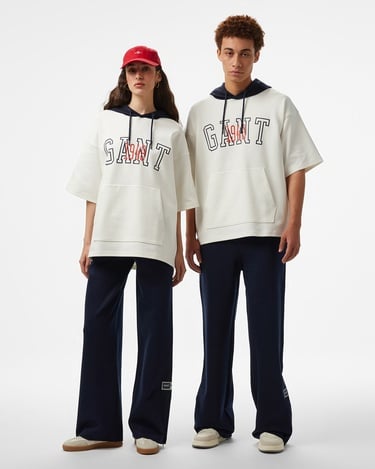  GANT Erkek Beyaz Kapüşonlu T-Shirt