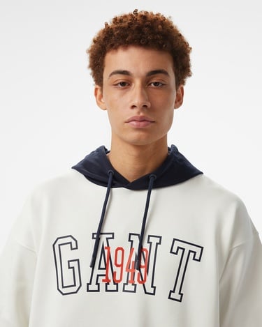  GANT Erkek Beyaz Kapüşonlu T-Shirt