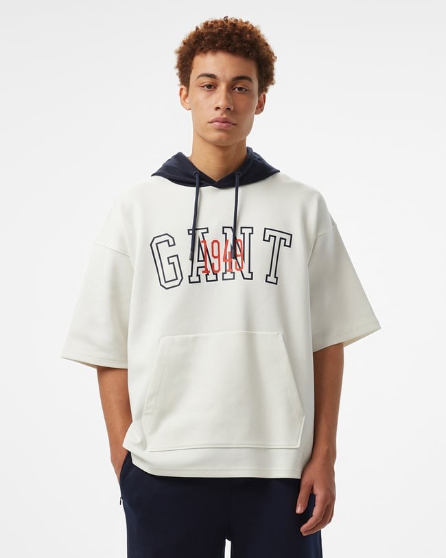  GANT Erkek Beyaz Kapüşonlu T-Shirt