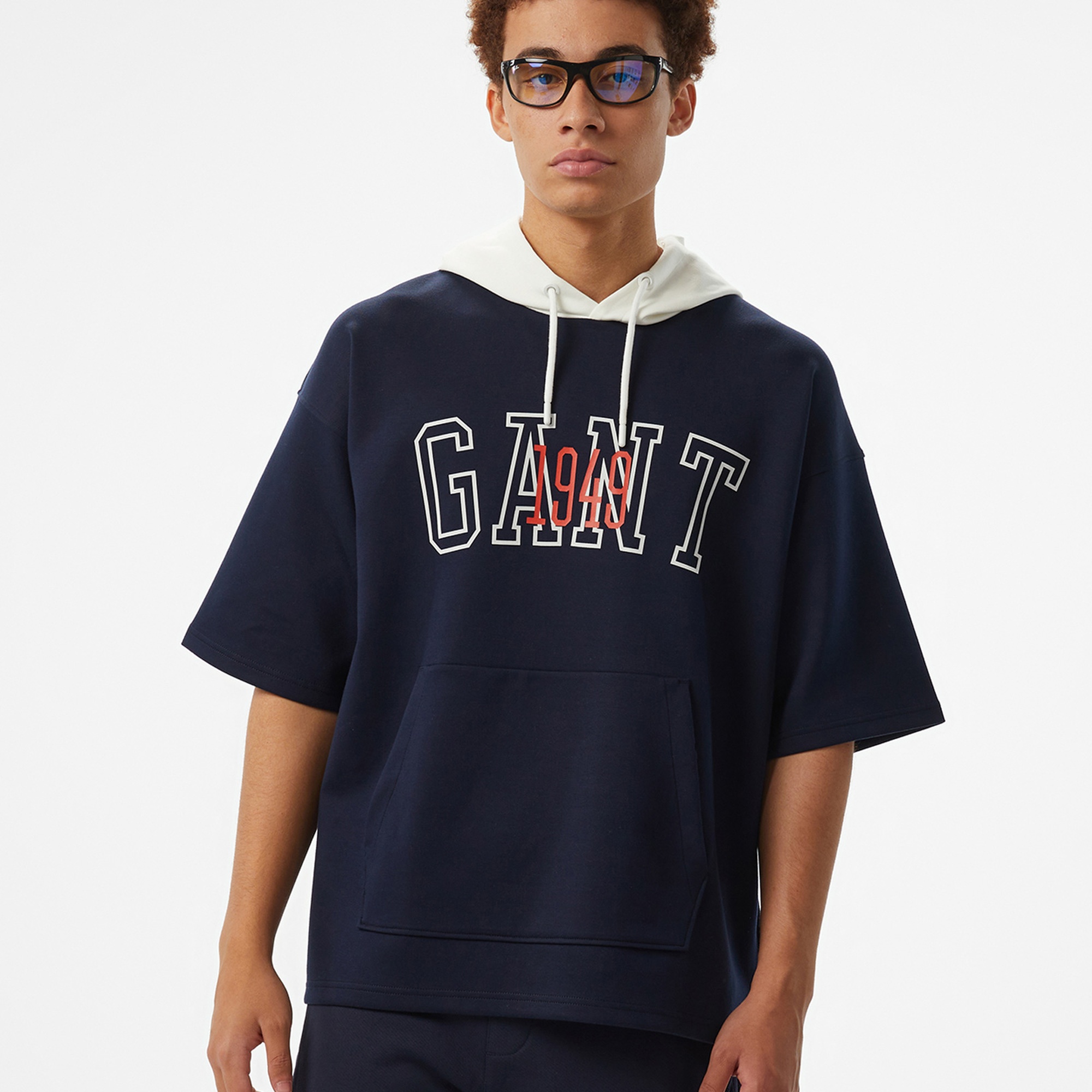 GANT Erkek Lacivert Kapüşonlu T-Shirt