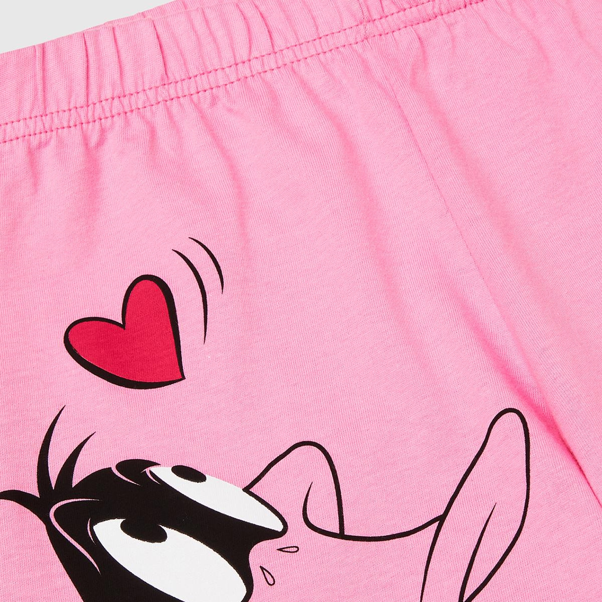 Kız Çocuk Pembe Looney Tunes Baskılı T-Shirt ve Şort Pijama Takımı