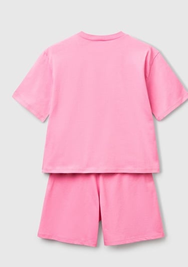  Kız Çocuk Pembe Looney Tunes Baskılı T-Shirt ve Şort Pijama Takımı