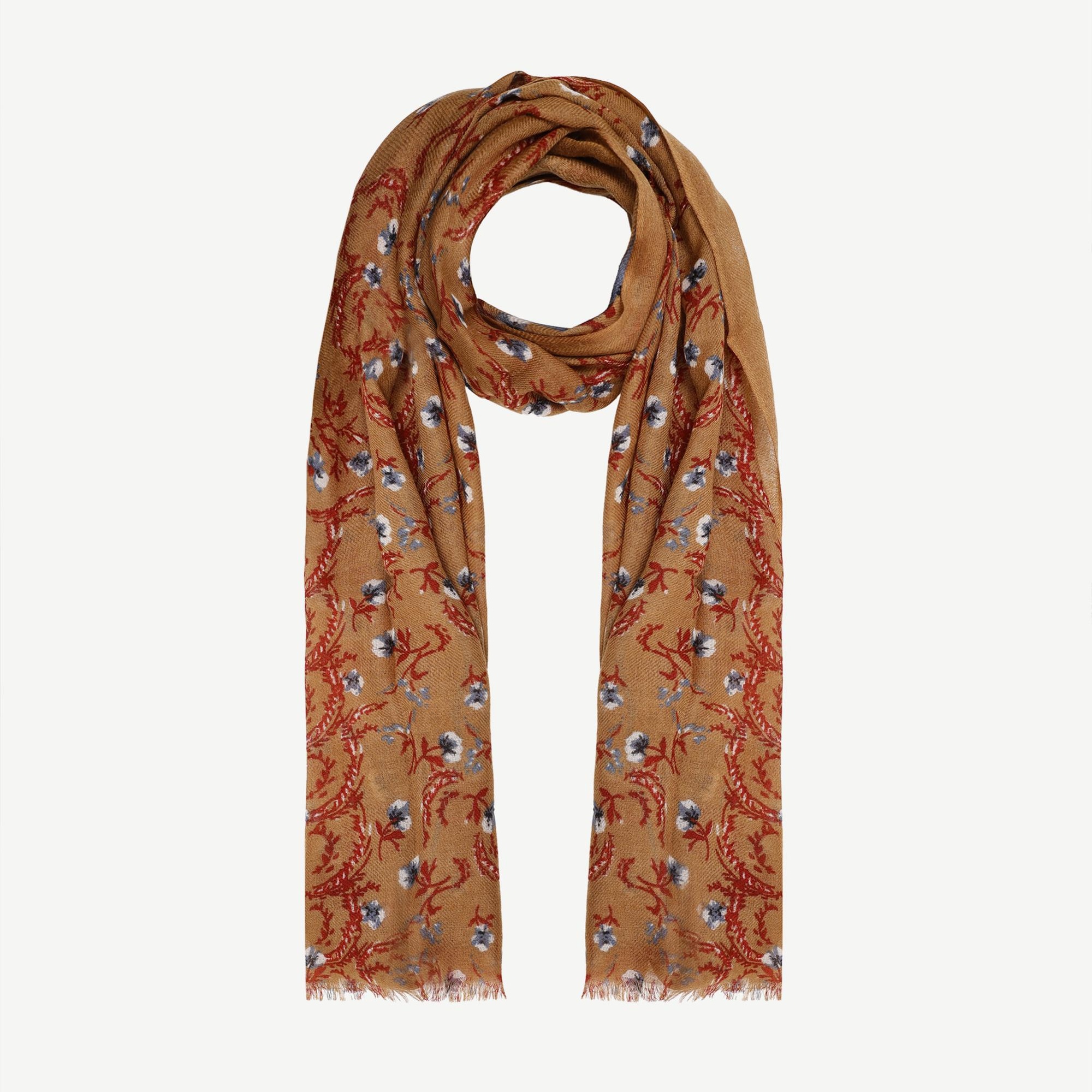 YARGICI Çiçek Desenli Yün Şal