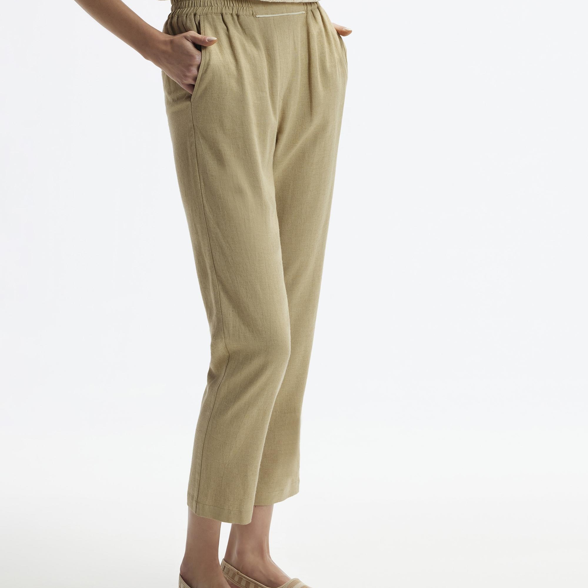 YARGICI Beli Lastikli Düz Kesim Pantolon