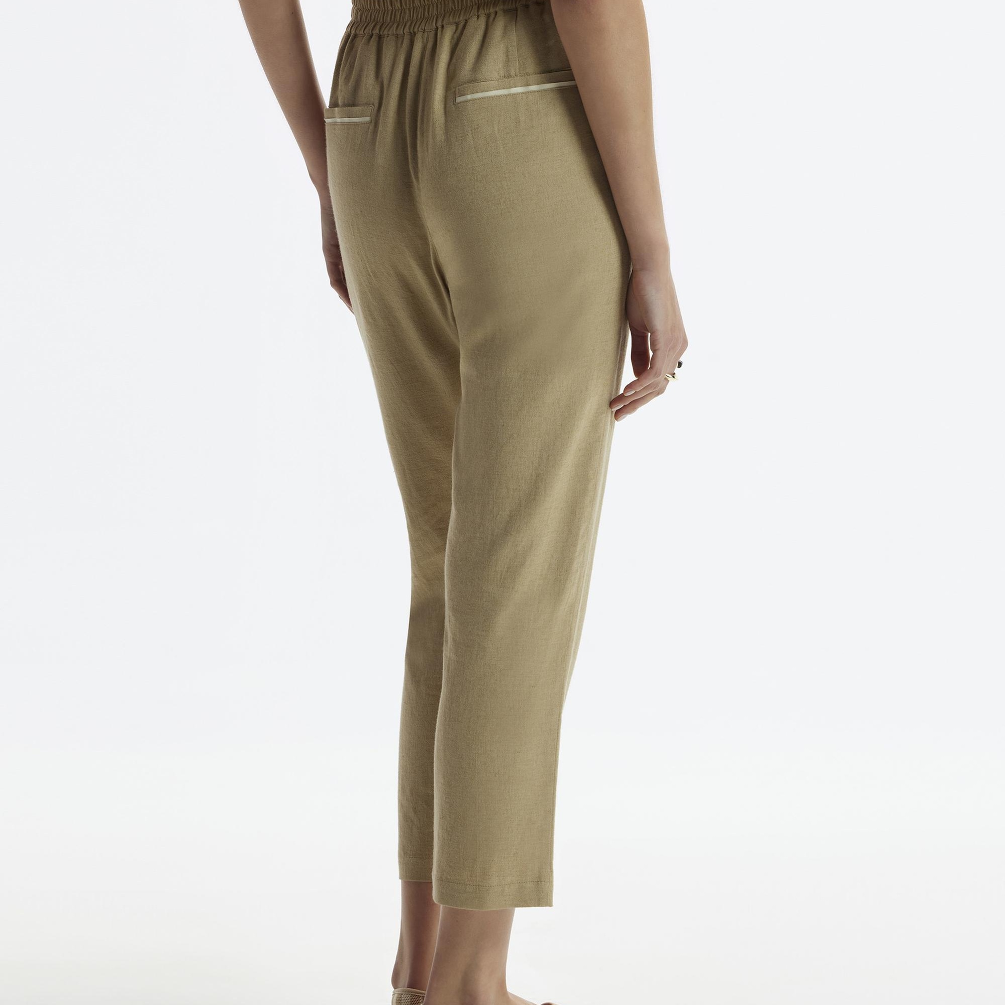 YARGICI Beli Lastikli Düz Kesim Pantolon