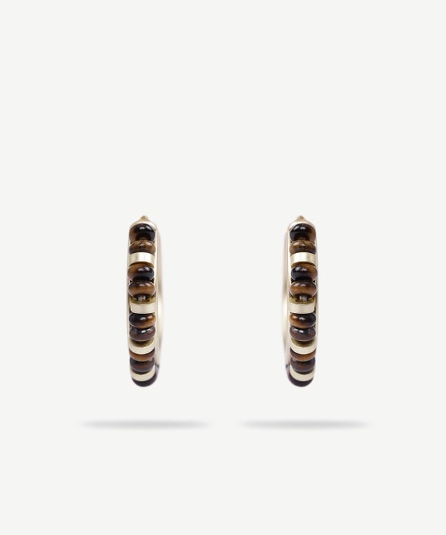  YARGICI Doğal Taş Detaylı Halka Küpe