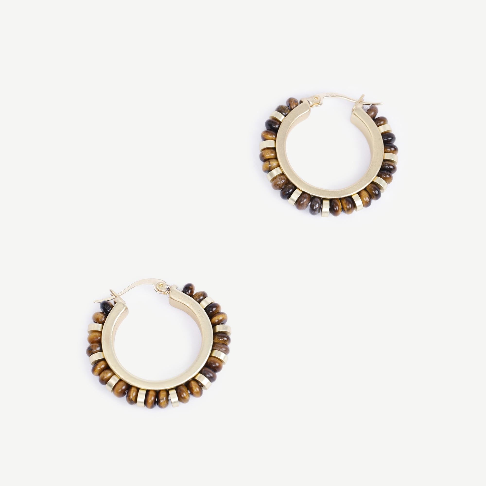 YARGICI Doğal Taş Detaylı Halka Küpe