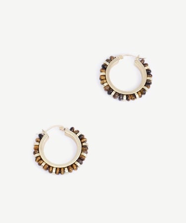  YARGICI Doğal Taş Detaylı Halka Küpe