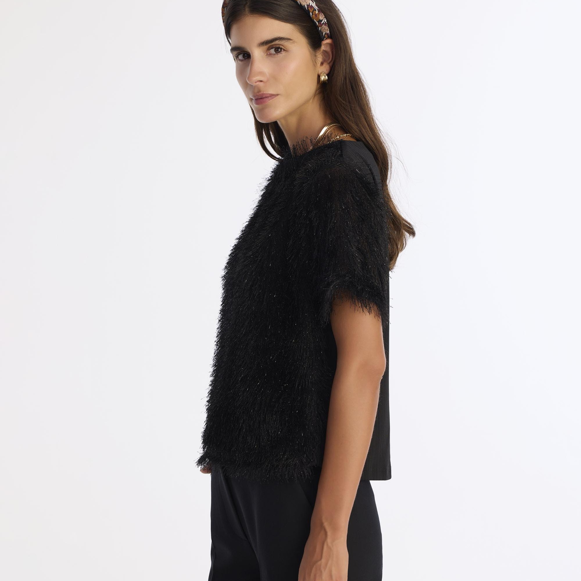 YARGICI Kayık Yaka Kısa Kollu Bluz