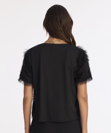  YARGICI Kayık Yaka Kısa Kollu Bluz