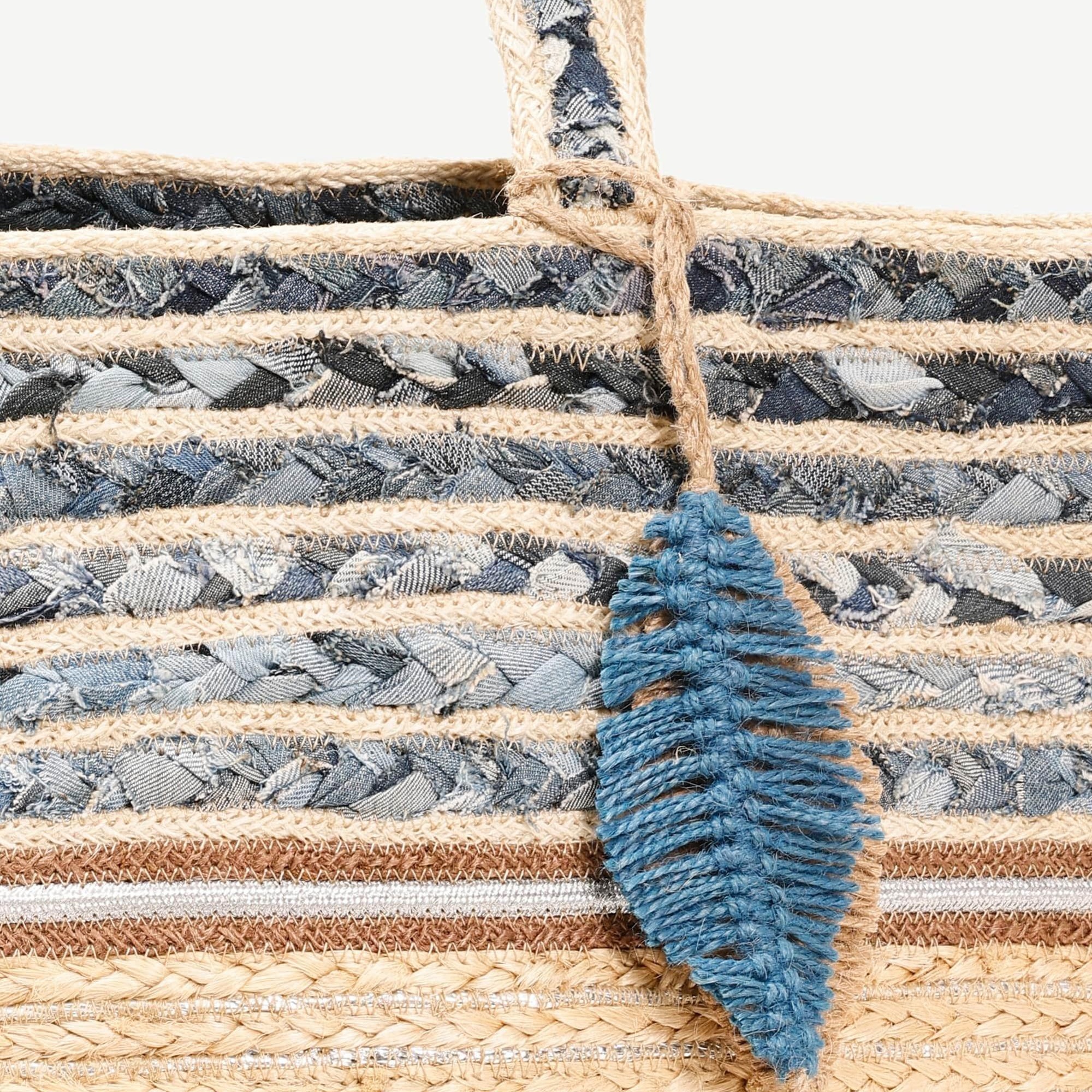 YARGICI Denim Detaylı Jute Çanta