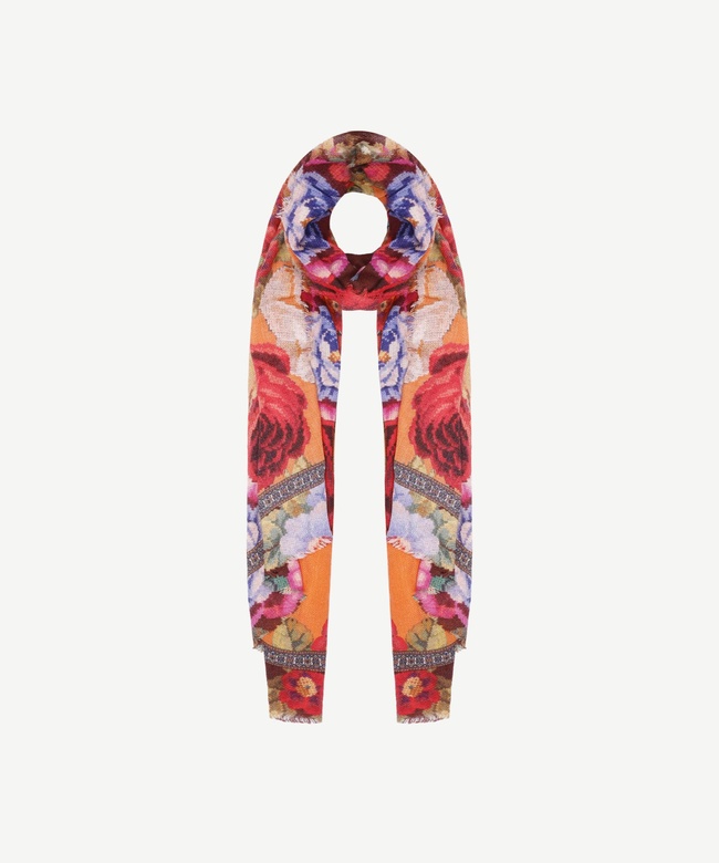  YARGICI Çiçek Desenli Yün Şal