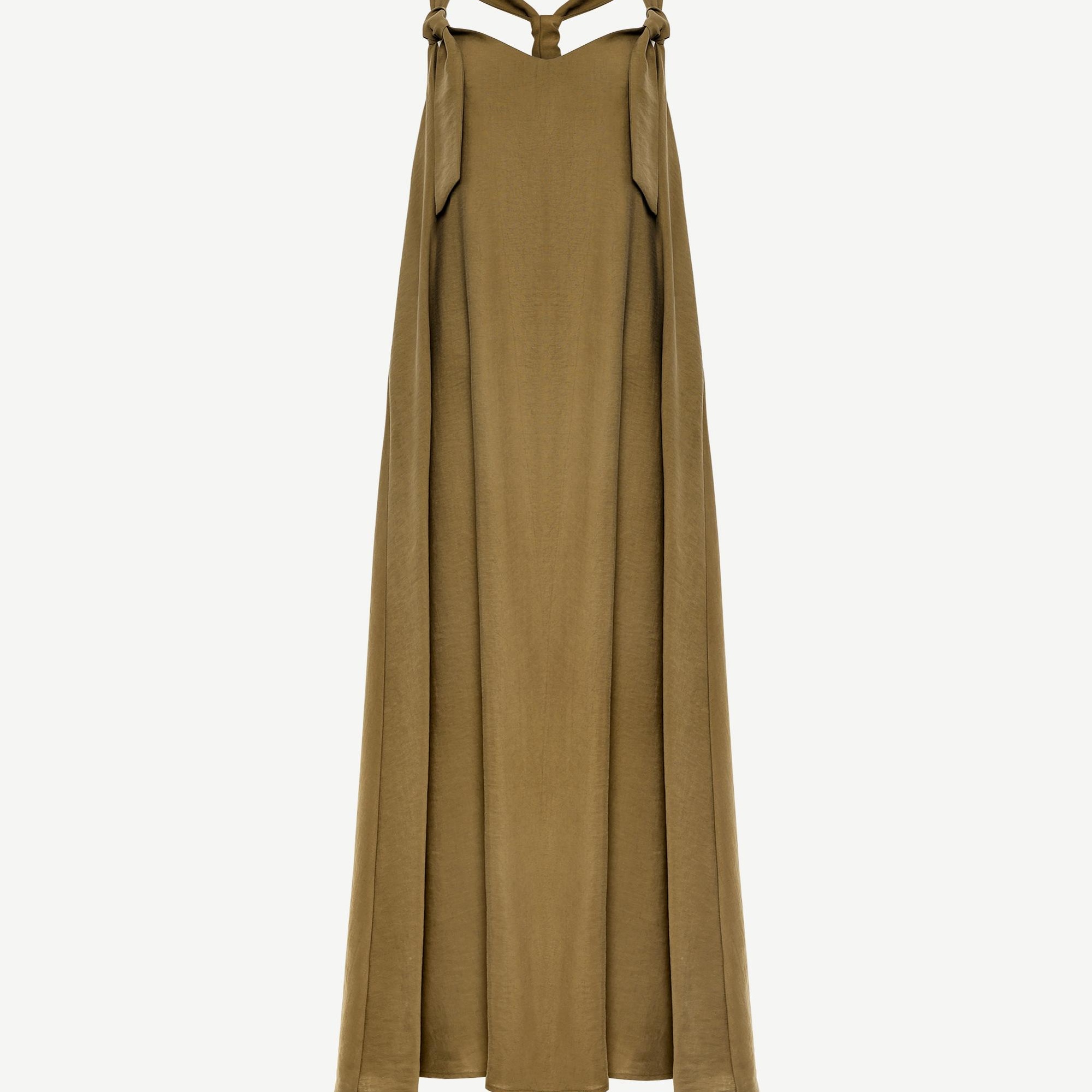 YARGICI Düğüm Askı Detaylı V Yaka Uzun Boy Elbise