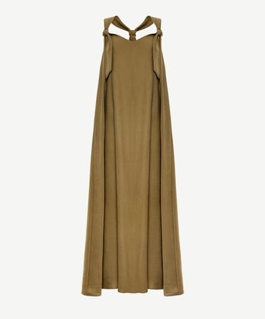  YARGICI Düğüm Askı Detaylı V Yaka Uzun Boy Elbise