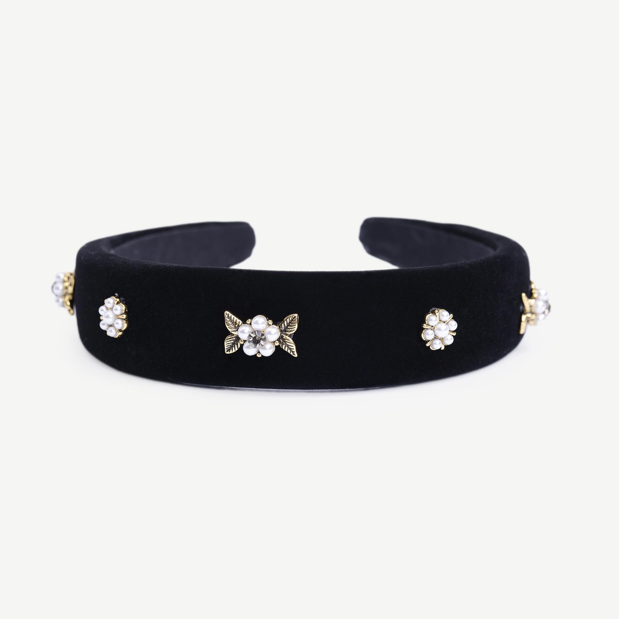 YARGICI Cam Taş Detaylı Kadife Taç