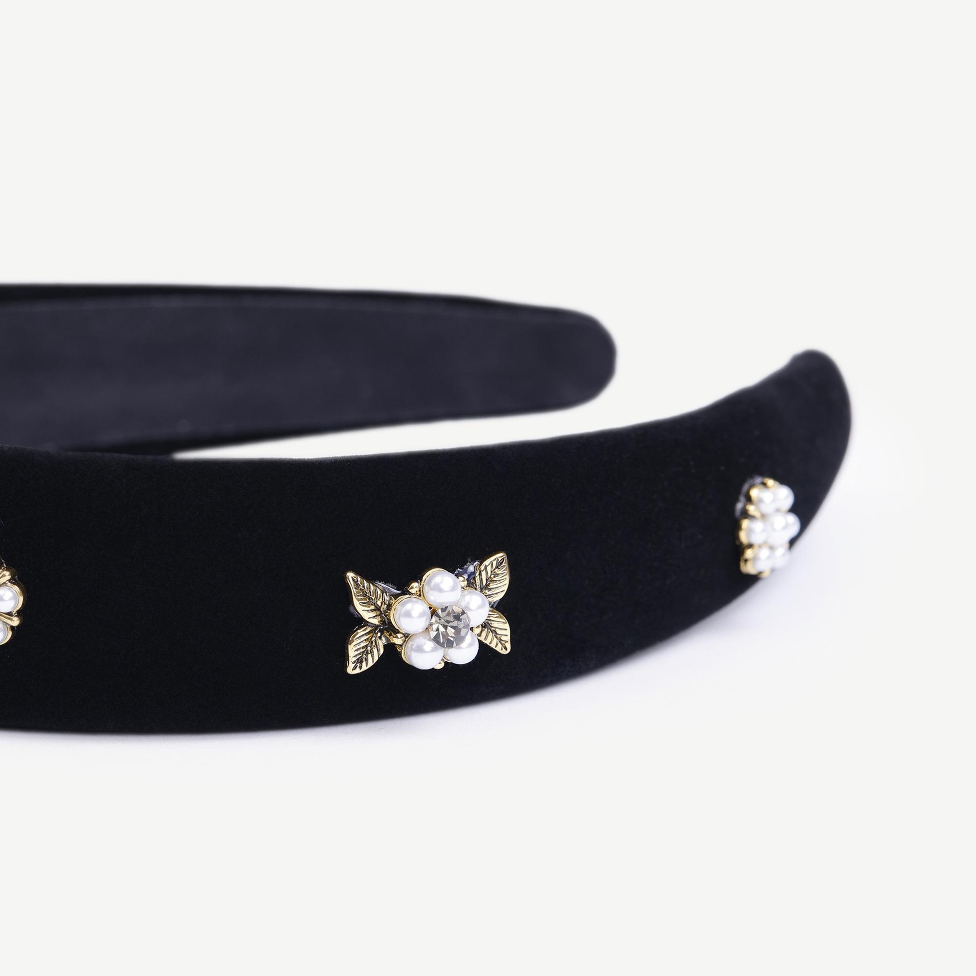 YARGICI Cam Taş Detaylı Kadife Taç