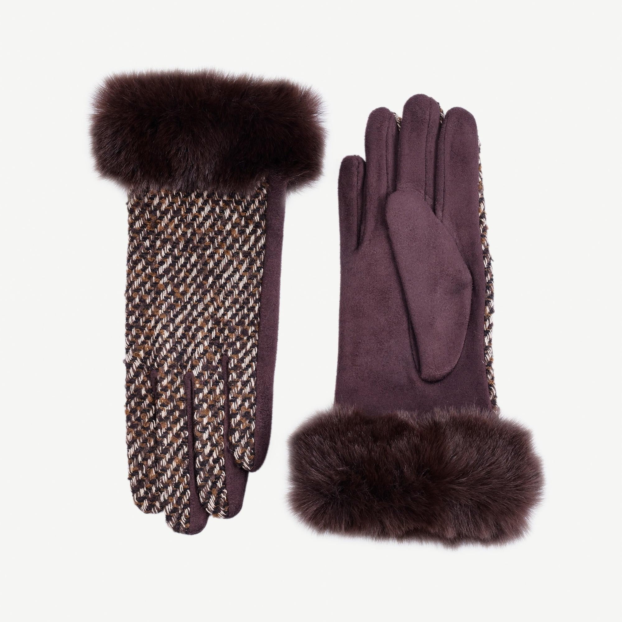 YARGICI Örgü Kumaşlı Bileği Kürklü Eldiven