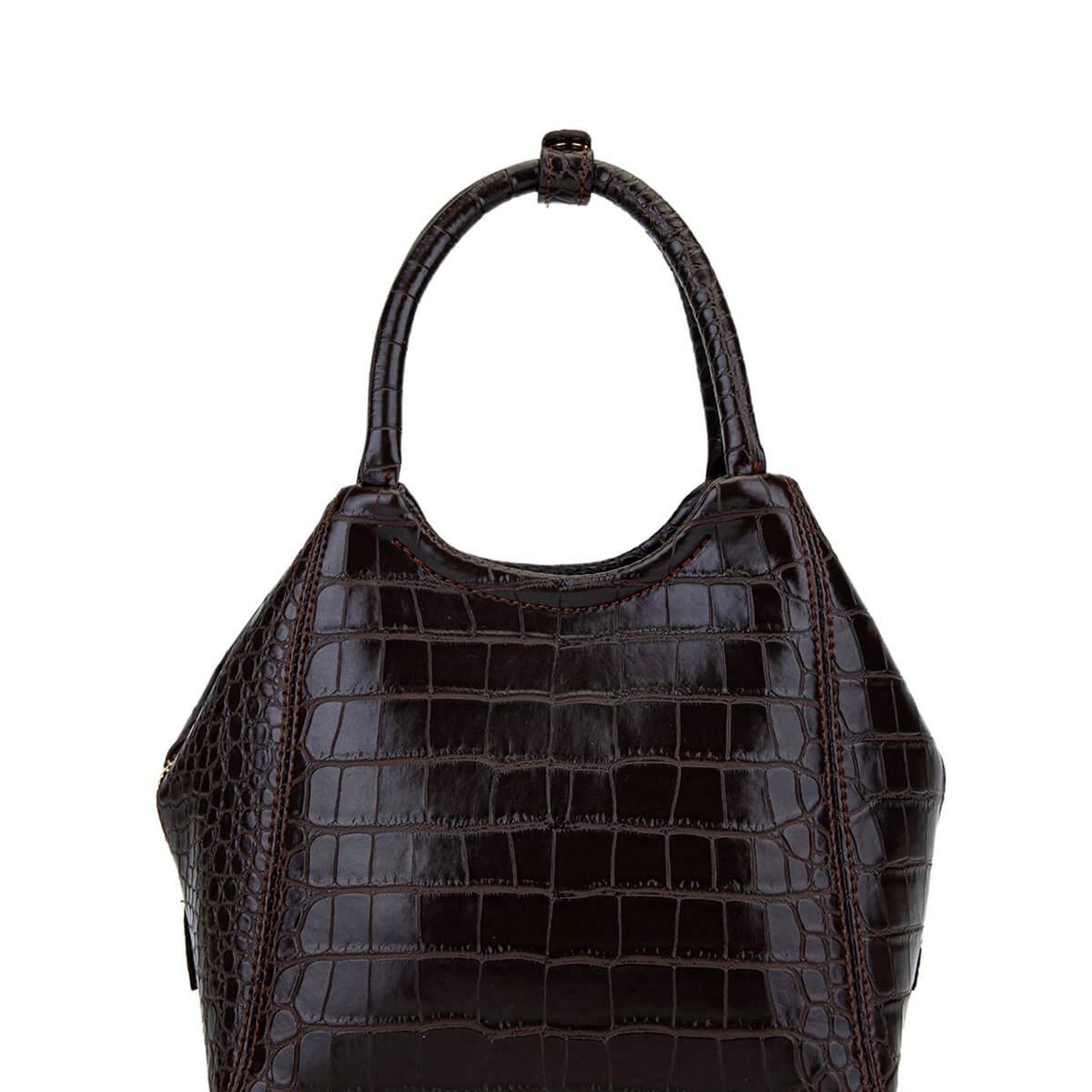 Tamer Tanca Kadın Suni Deri Kahverengi Kroko Kol Çantası