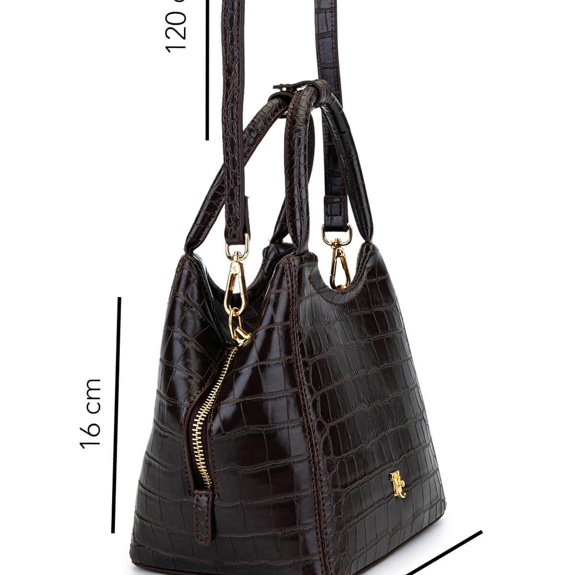 Tamer Tanca Kadın Suni Deri Kahverengi Kroko Kol Çantası