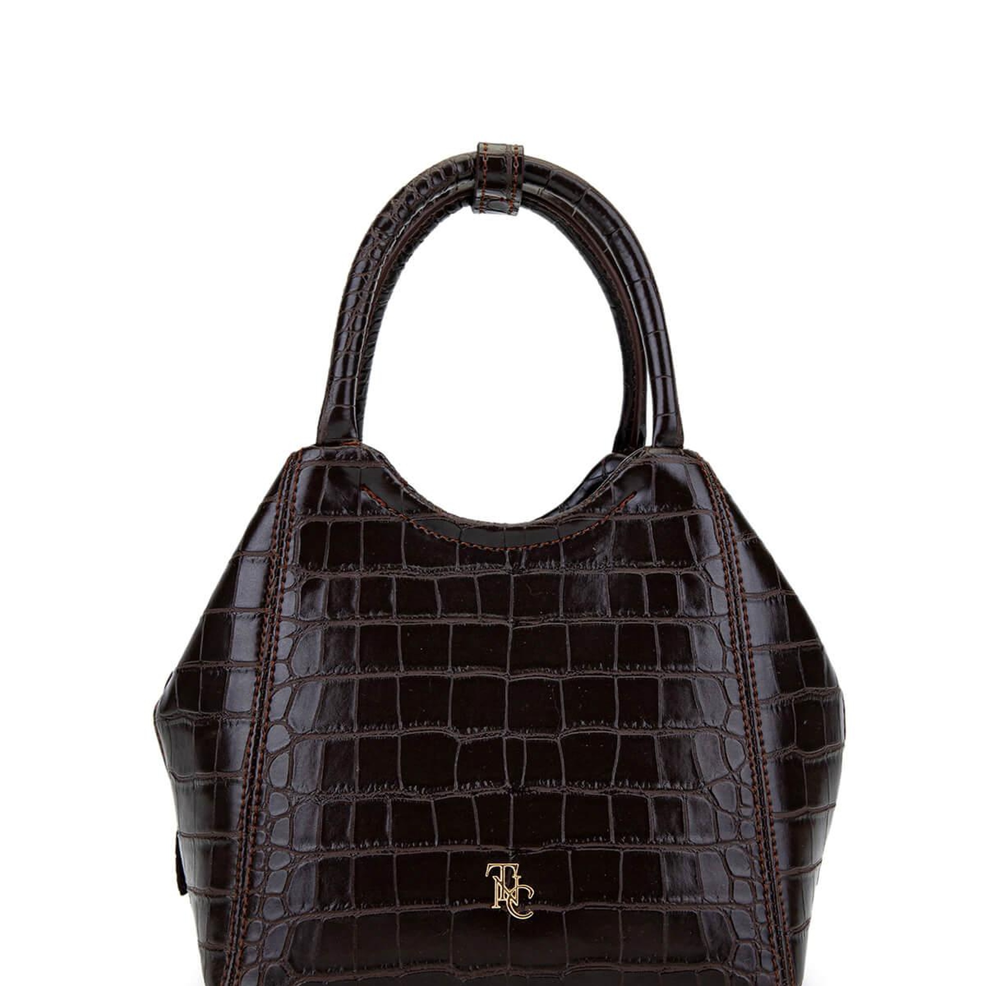 Tamer Tanca Kadın Suni Deri Kahverengi Kroko Kol Çantası