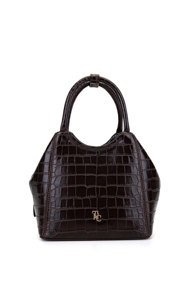  Tamer Tanca Kadın Suni Deri Kahverengi Kroko Kol Çantası