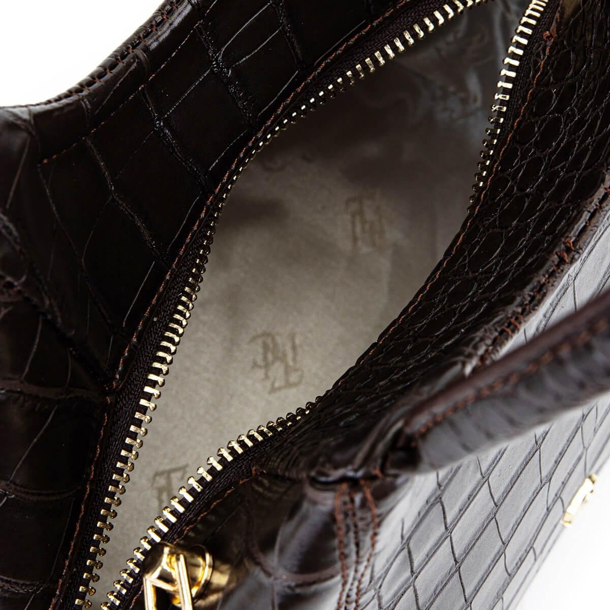 Tamer Tanca Kadın Suni Deri Kahverengi Kroko Kol Çantası