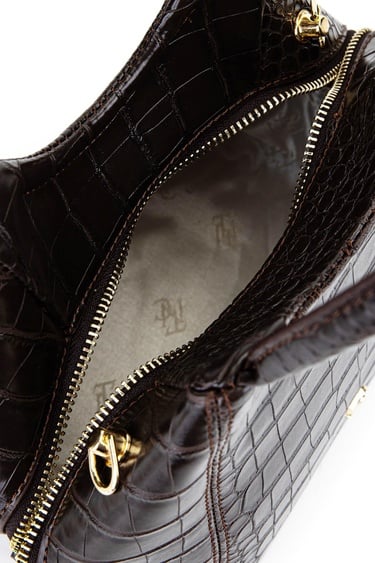  Tamer Tanca Kadın Suni Deri Kahverengi Kroko Kol Çantası