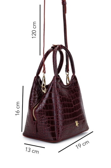  Tamer Tanca Kadın Suni Deri Bordo Kol Çantası